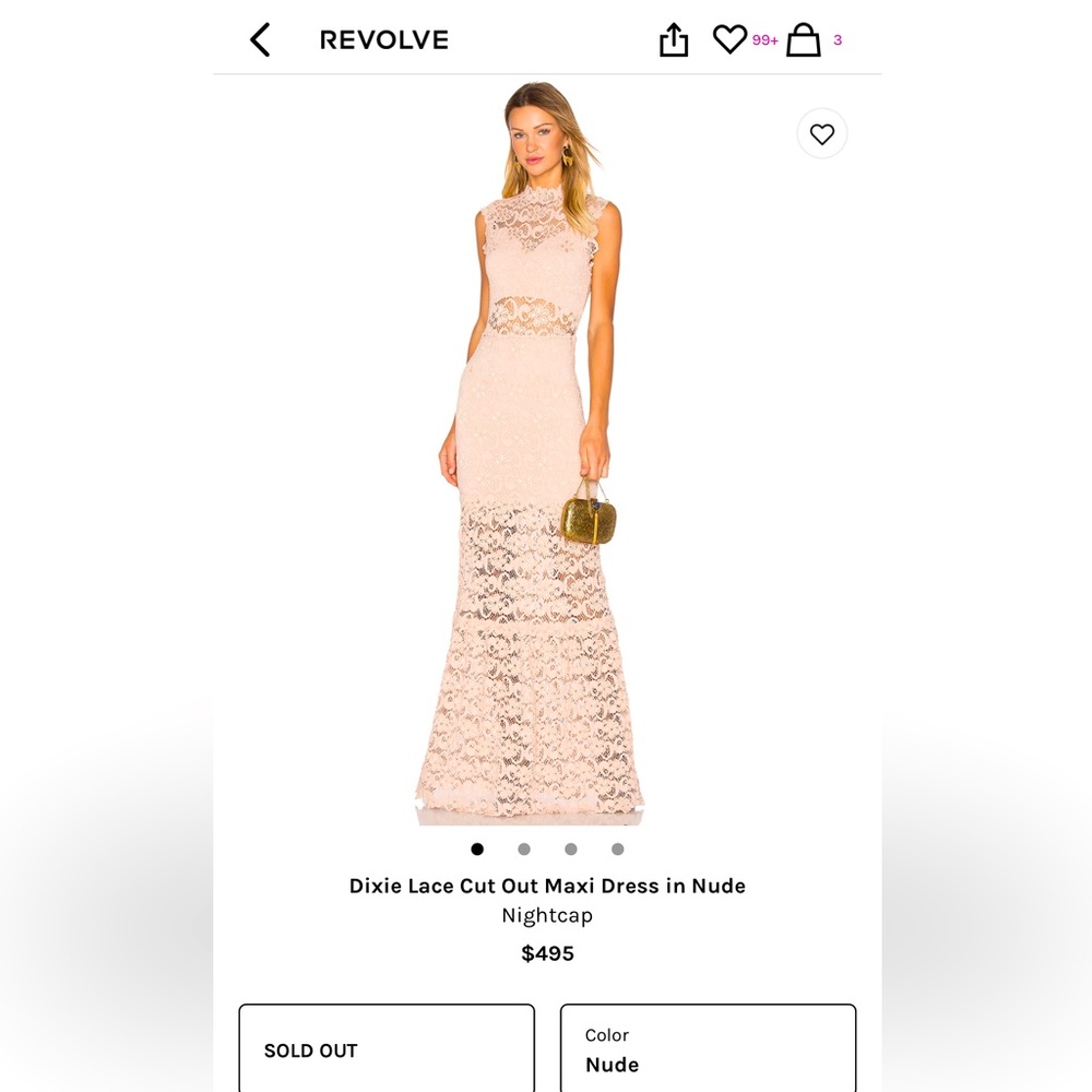 Nightcap REVOLVE - Dixie Lace Cut Out Maxi Dress in Nude, S